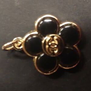 CC Gold and Black Floral Zipper Pull Charm Pendant